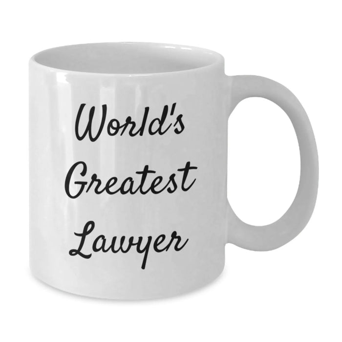 Funny Lawyer Gifts from Friends for Birthday - World's Greatest Lawyer White Coffee Mug, 11oz or 15oz Ceramic, Microwave and Dishwasher Safe - Additional