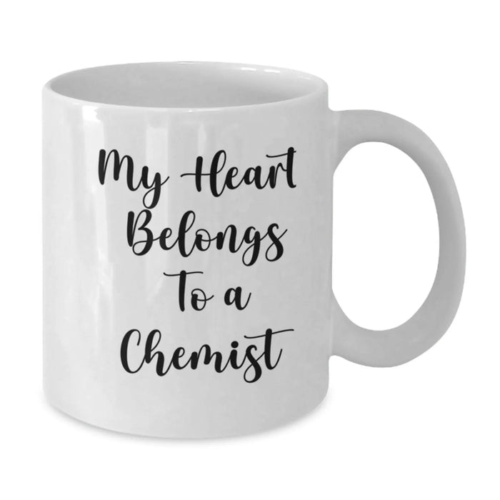 Funny Chemist Gifts from Friends for Men White Coffee Mugs My Heart Belongs To A Chemist Christmas Unique - Additional