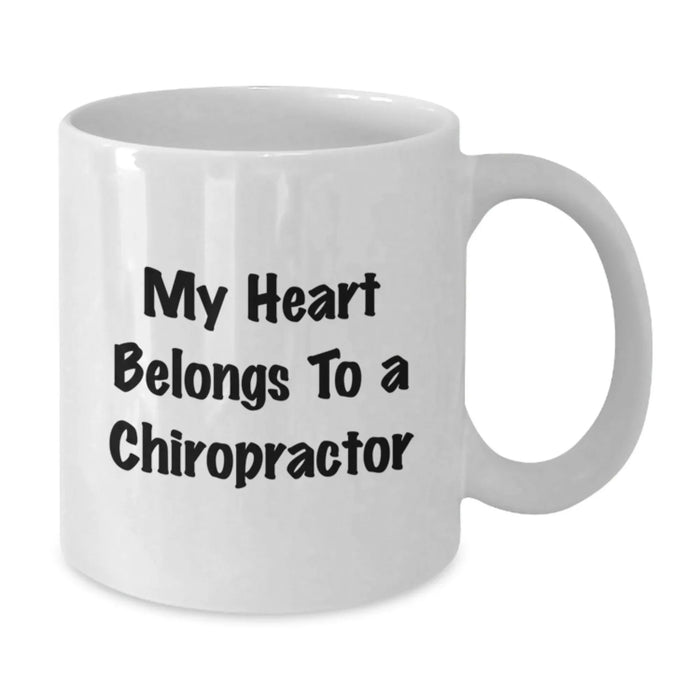 Funny Chiropractor Gifts from Men to Chiropractor Christmas Unique Gifts, Funny Coffee Lovers White Mug, My Heart Belongs To A Chiropractor - Additional