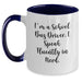 Funny School Bus Driver Christmas Unique Gifts from Friends for School Bus Driver Two Tone Coffee Mugs with I'm A School Bus Driver. I Speak Fluently In 'genius' Quote - Main