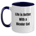 Bicolor Cat Love Funny Gifts from Friends for Birthday Unique Two Tone Coffee Mugs - Main