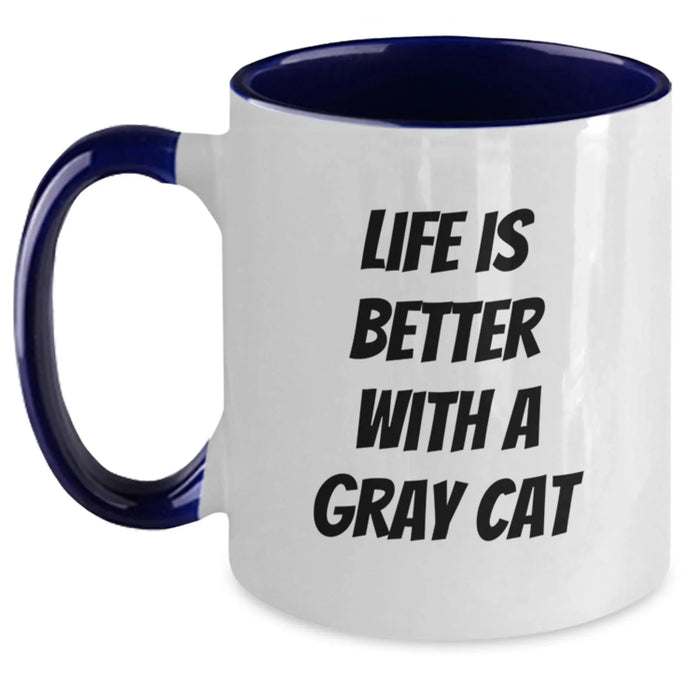 Gray Cat Two Tone Coffee Mugs Funny Quote Gifts from Friends for Birthday Unique - Main