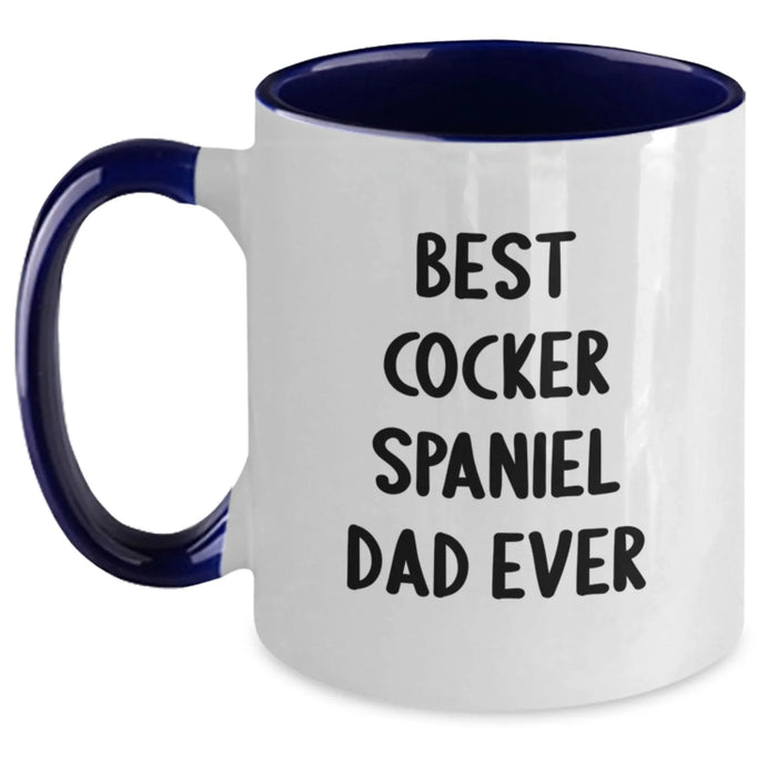 Funny Cocker Spaniel Dog Gifts for Men, Best Cocker Spaniel Dad Ever Two Tone Coffee Mug, Birthday Unique Gift for Friends, Family, or Coworkers - Main