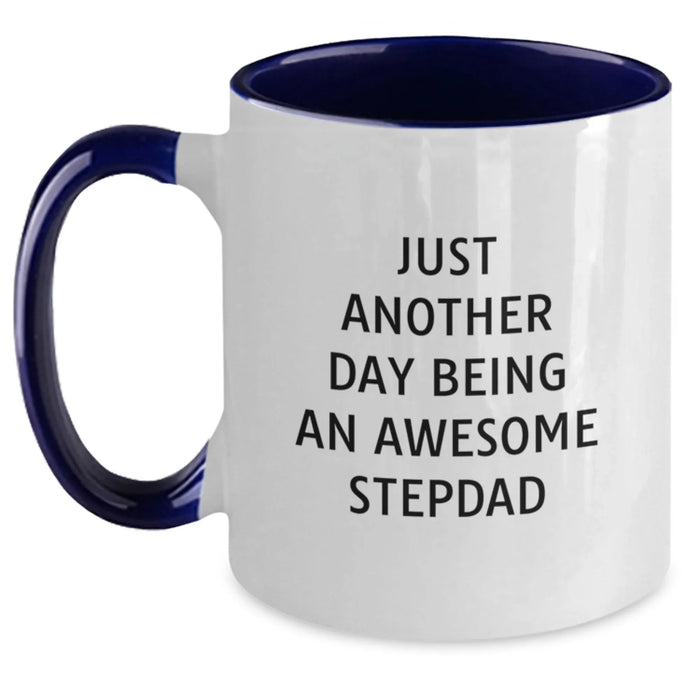 Funny Stepdad Gifts from Men, Gifts for Stepdads, Cute Two Tone Coffee Mugs for Christmas, Just Another Day Being An Awesome Stepdad - Main