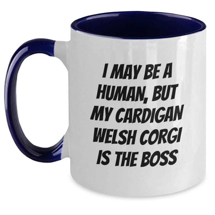 Funny Cardigan Welsh Corgi Dog Gifts for Friends from Humans Who Admit Their Corgi Is The Boss - Two Tone Coffee Mug - Main