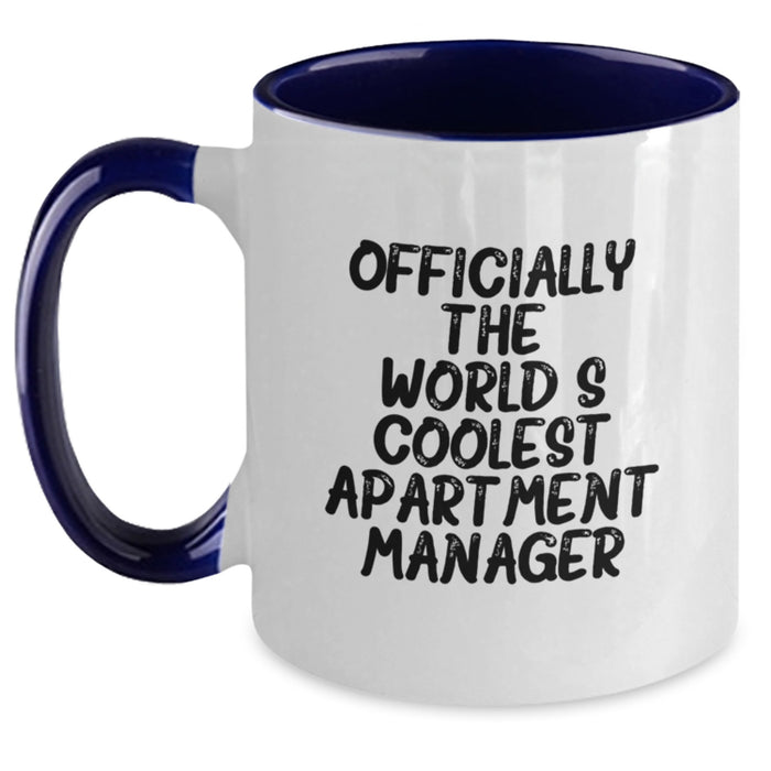 Funny Gifts from Men, Family, or Friends to Apartment Manager on Father's Day - Officially The World's Coolest Apartment Manager Two Tone Coffee Mug - Main