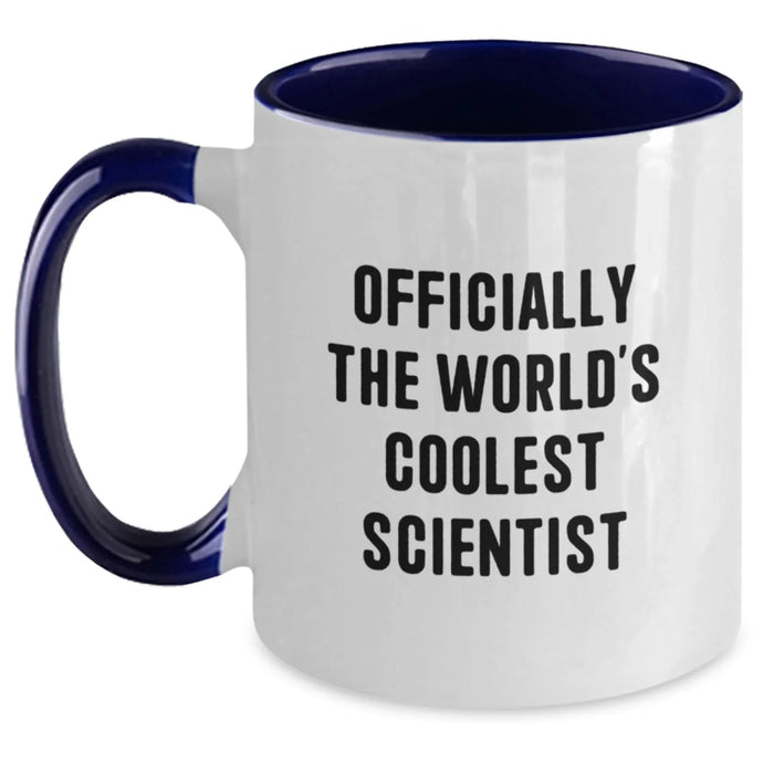 Funny Scientist Gifts from Friends for Birthday Unique Two Tone Coffee Mugs with Officially The Worlds Coolest Scientist Quote - Main