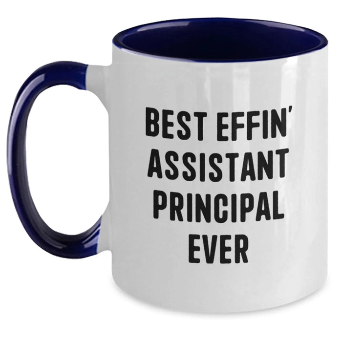Funny Christmas Unique Gifts for Assistant Principals - Best Effin' Assistant Principal Ever Two Tone Coffee Mug, Gifts from Friends, Family, or Coworkers - Main