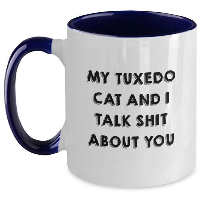 Funny Tuxedo Cat Quotes Gifts from Mom to Graduate - Unique Two Tone Coffee Mug for Men or Women - Main