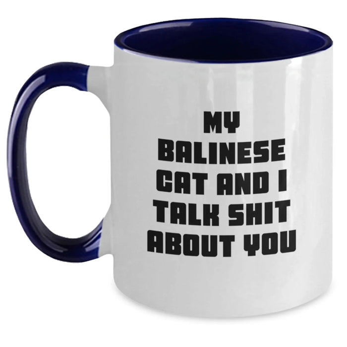 Balinese Cat Gifts, Funny Quote Coffee Mug for Graduation, Two Tone White Ceramic Mug Gifts from Friends for Balinese Cat Lovers - Main