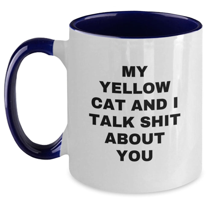 Yellow Cat Christmas Unique Gifts from Friends for Men and Women - Funny Two Tone Coffee Mug - Main