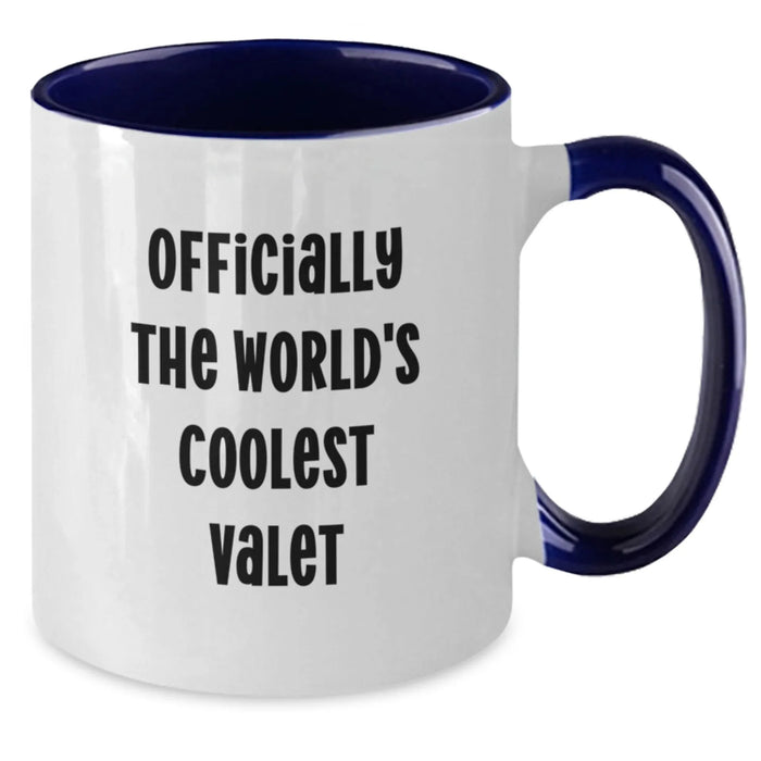 Funny Valet Gifts from Friends for Valet - Two Tone Coffee Mug - Officially The Worlds Coolest Valet - Additional