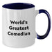 Comedian Gifts, World's Greatest Comedian Two Tone Coffee Mugs, Funny Birthday Unique Gifts from Friends, for Comedian Enthusiasts, 11oz Ceramic Mugs - Additional