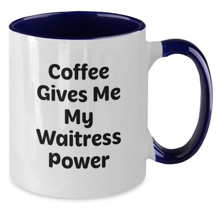 Funny Waitress Gifts from Friends - Coffee Gives Me My Waitress Power Quote Two Tone Christmas Mugs for Women - Additional