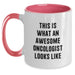 Funny Oncologist Gifts from Friends for Christmas Unique Inspirational Mugs This Is What An Awesome Oncologist Looks Like Two Tone Coffee Mug Black and White - Main