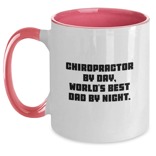 Funny Chiropractor Gifts for Chiropractor, Unique Personalized Two Tone Coffee Mugs from a Chiropractor By Day, World's Best Dad By Night. - Main