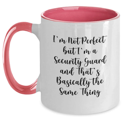 Funny Security Guard Gifts from Men to Coworkers, Unique Birthday Unique Gifts for Security Guard Men, I'm Not Perfect But I'm A Security Guard And That's Basically The Same Thing Two Tone Coffee Mug - Main