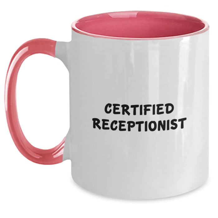 Funny Certified Receptionist Gifts from Friends for Women's Graduation Two Tone Coffee Mug - Main
