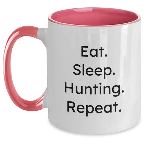 Funny Hunting Gifts from Men for Hunting Lovers Eat. Sleep. Hunting. Repeat. Two Tone Coffee Mugs - Christmas Unique Gifts - Main