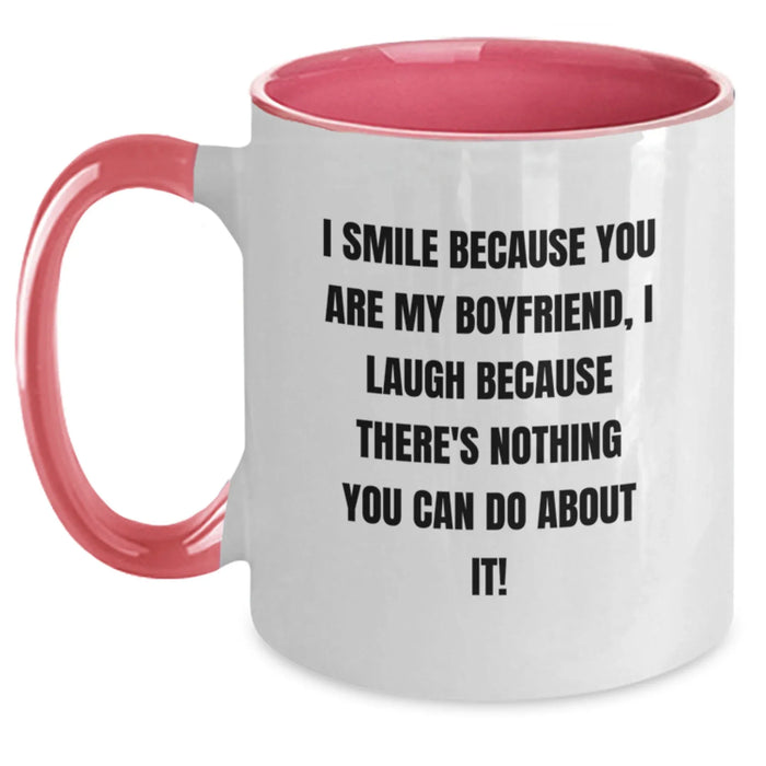 Laughter and Love Sweetheart Gifts, I Smile Because You Are My Sweetheart, Gifts from Women to Sweetheart, Unique Birthday Unique Gift for Him, Two Tone Coffee Mug - Main