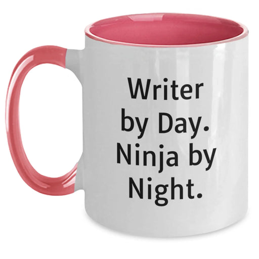 Funny Writer Gifts from Friends for Writers - Two Tone Coffee Mug - 'Writer By Day. Ninja By Night.' - Christmas Unique Gifts - Main
