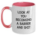 Funny Barber Gifts for Men, Two Tone Coffee Mugs with Look At You Becoming A Barber Shit, Unique Christmas Unique Gifts from Men to Friends - Main