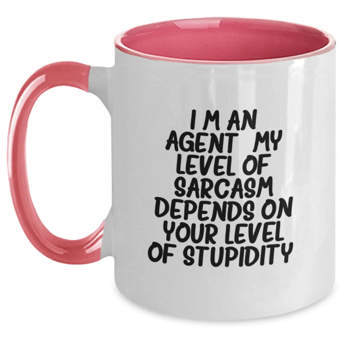 Funny Agent Coffee Mug Gifts from Men to Agent Friends and Family for Christmas - Two Tone Ceramic Mugs with Sarcastic Quote inside - Main