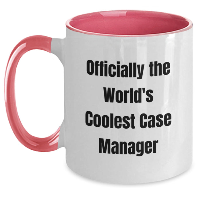 Funny Case Manager Gifts from Family - 'Officially The World's Coolest Case Manager' Two Tone Coffee Mug for Case Manager Mom on Mother's Day Unique Gifts - Main