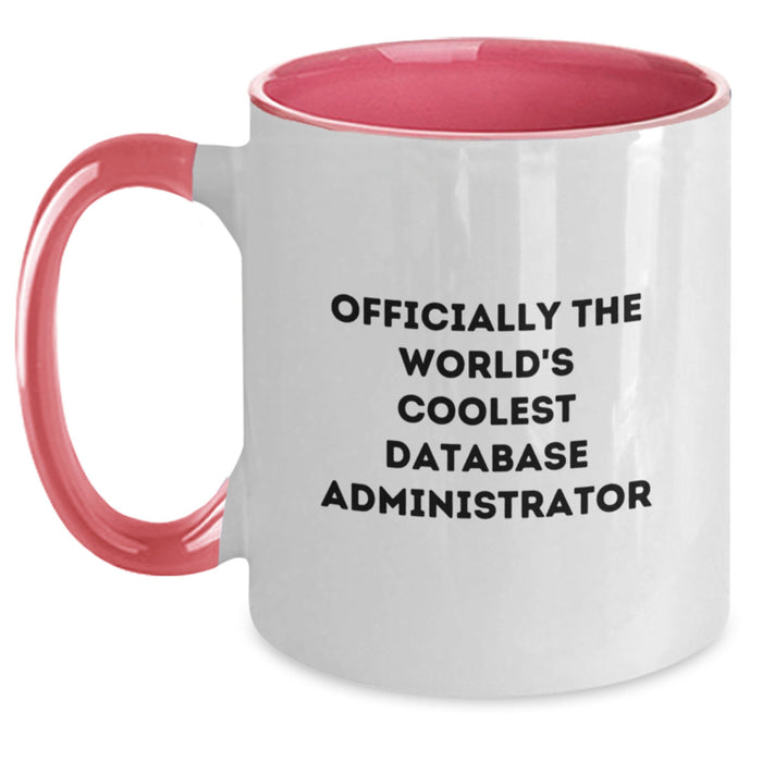 Funny Database Administrator Gifts for Men, Officially The World's Coolest Database Administrator Two Tone Coffee Mug, Black and White - Main