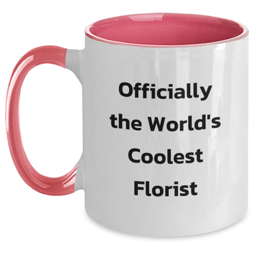 Funny Florist Gifts from Friends - 'Officially The World's Coolest Florist' Two Tone Coffee Mug for Men - Main