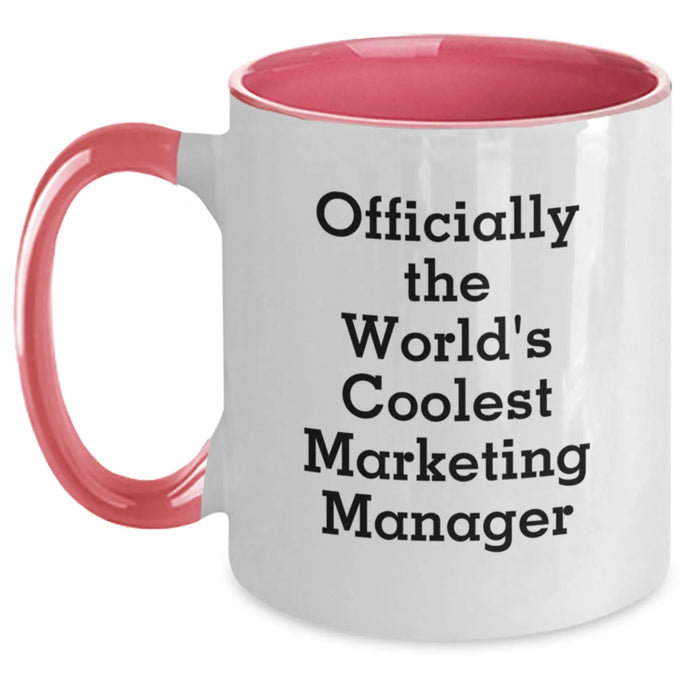 Funny Marketing Manager Gifts from Friends - Officially The World's Coolest Marketing Manager Birthday Unique Gifts for Marketing Manager Two Tone Coffee Mug - Main