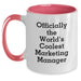 Funny Marketing Manager Gifts from Friends - Officially The World's Coolest Marketing Manager Birthday Unique Gifts for Marketing Manager Two Tone Coffee Mug - Main