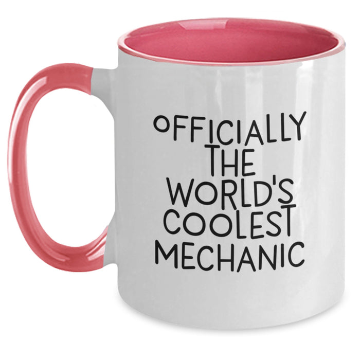 Funny Mechanic Gifts for Men - Officially The World's Coolest Mechanic Two Tone Coffee Mug, Perfect for Father's Day Unique Gifts from Family - Main