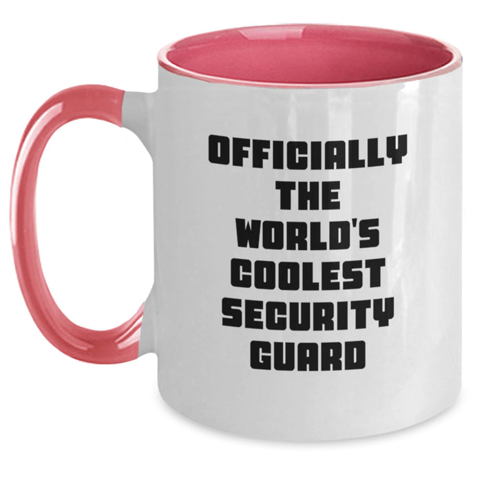 Funny Security Guard Gifts from Men to Security Guard, 'Officially The World's Coolest Security Guard' Two Tone Coffee Mug for Security Guard, Unique Father's Day Unique Gifts for Men - Main