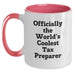 Funny Tax Preparer Gifts, Two Tone Coffee Mug for Birthday, 'Officially The World's Coolest Tax Preparer' Quotes from Friends and Family - Main