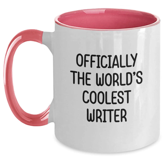 Funny Writer Gifts, Birthday Unique Mugs for Writers' Friends, Officially The World's Coolest Writer Two Tone Coffee Mug - Main