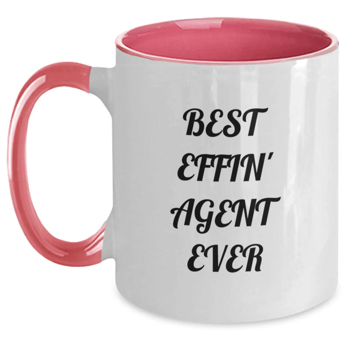 Funny Agent Gifts from Men to Agent Friends, Unique Two Tone Coffee Mugs with Best Effin' Agent Ever Quote, Christmas Unique Gifts for Agents - Main