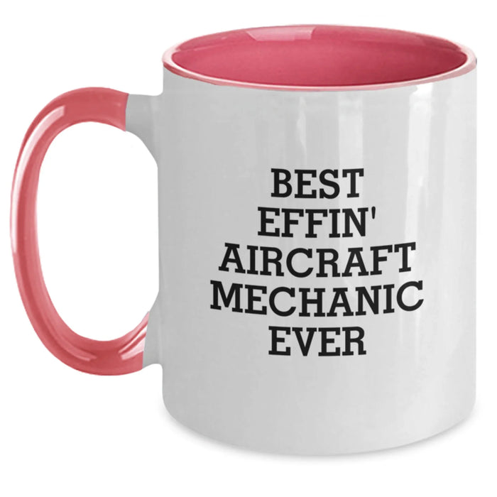 Funny Aircraft Mechanic Gifts, Best Effin' Mugs for Aircraft Enthusiasts, Two Tone Coffee Mugs for Christmas Unique Gifts from Friends to Aircraft Mechanic - Main
