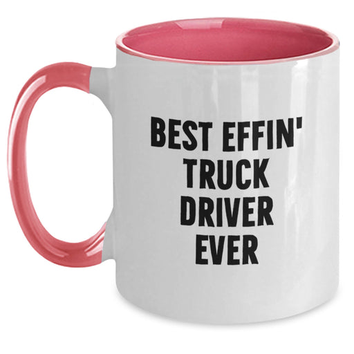 Funny Truck Driver Gifts, Best Effin' Truck Driver Ever Two Tone Coffee Mug, Unique Dad Gifts from Men to Truck Driver on Father's Day - Main