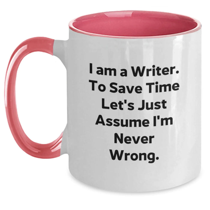 Funny Quote Gifts for Writers, Writer Mug Birthday Unique Gifts from Friends, 'I'm Never Wrong' Sarcasm Two Tone Coffee Mug - Main
