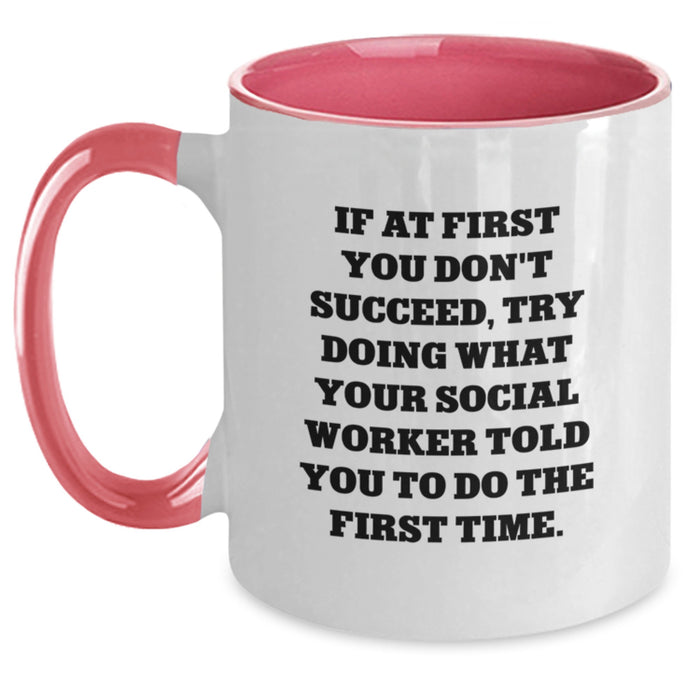 Social Worker Gifts from Family - Funny Two Tone Coffee Mug for Social Worker Men or Women, Graduation Unique Gifts for Coworkers Friends - Main