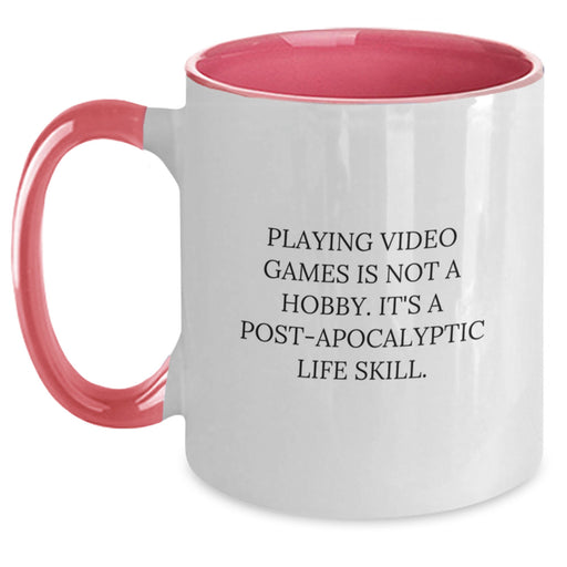Funny Post-apocalyptic Life Skill Playing Video Games Two Tone Coffee Mug Gifts from Family Friends Coworkers to Graduation Unique Gifts for Playing Video Games Enthusiasts - Main