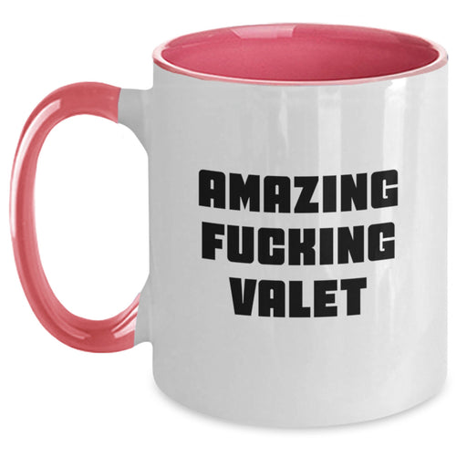 Funny Valet Love Gifts from Men to Valets on Graduation Day, Two Tone Coffee Mug with Amazing F--king Valet Quote, Ceramic Mug for Valet Friends - Main