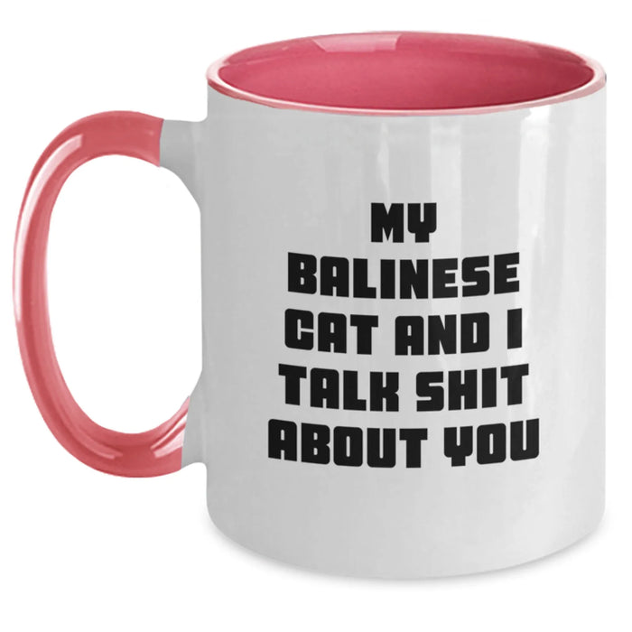 Balinese Cat Gifts, Funny Quote Coffee Mug for Graduation, Two Tone White Ceramic Mug Gifts from Friends for Balinese Cat Lovers - Main