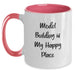 Funny Model Building Gifts for Him - 'Model Building Is My Happy Place' Two Tone Coffee Mugs from Friends for Christmas Unique Gifts - Main
