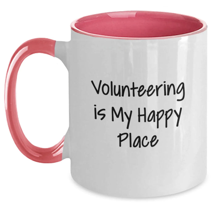 Funny Volunteering Gifts from Friends for Volunteers - Volunteering Is My Happy Place Two Tone Coffee Mug - Main