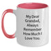 Christmas Unique Gifts for Grandad - Funny Two Tone Coffee Mugs, 'My Dear Grandad, Always Remember How Much I Love You.' Gifts from Men to Grandad - Main
