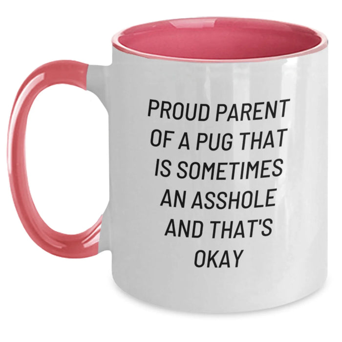Gifts for Pug Dog Lovers, Proud Parents with Two Tone Coffee Mugs - Funny Quote - Christmas Unique Gifts from Friends to Family - Main