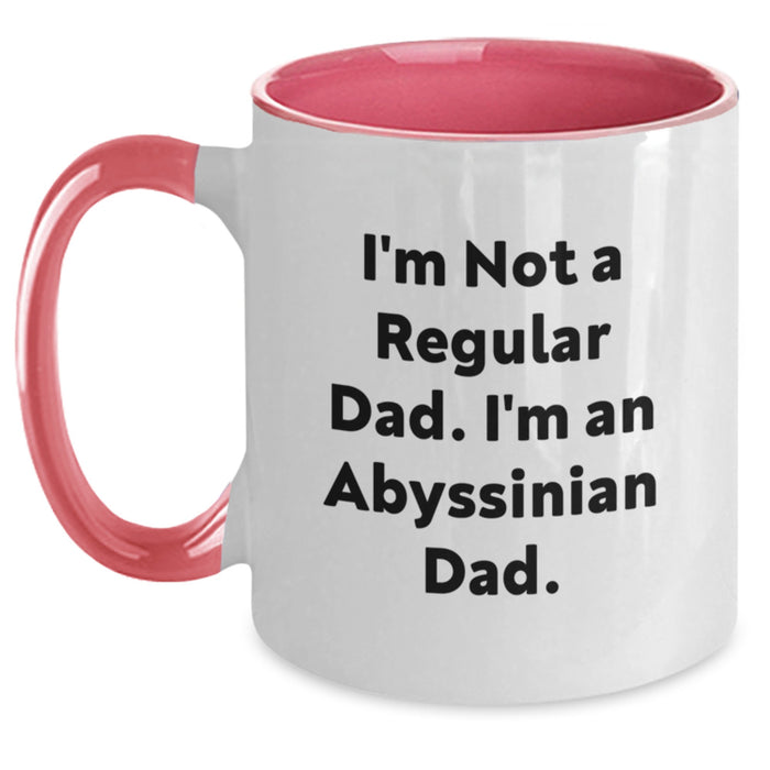 Abyssinian Cat Lover Gifts from Dad to Dad, Funny Two Tone Coffee Mug for Christmas, Unique Abyssinian Cat Enthusiast - Main