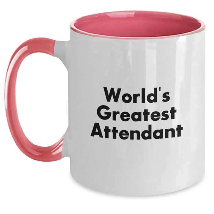 Funny Attendant Gifts from Friends for Christmas Unique Two Tone Coffee Mug, World's Greatest Attendant Quote, Ceramic Mug, 11oz - Main